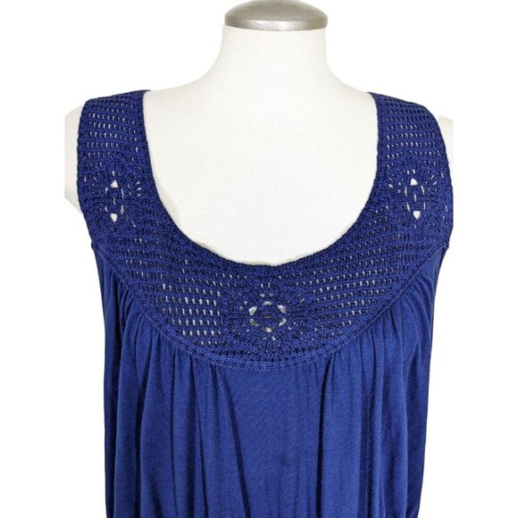 Old Navy Plus 3X Dress Blue Crochet Neckline Pocket Drawstring Goodnight Nora - Picture 2 of 8